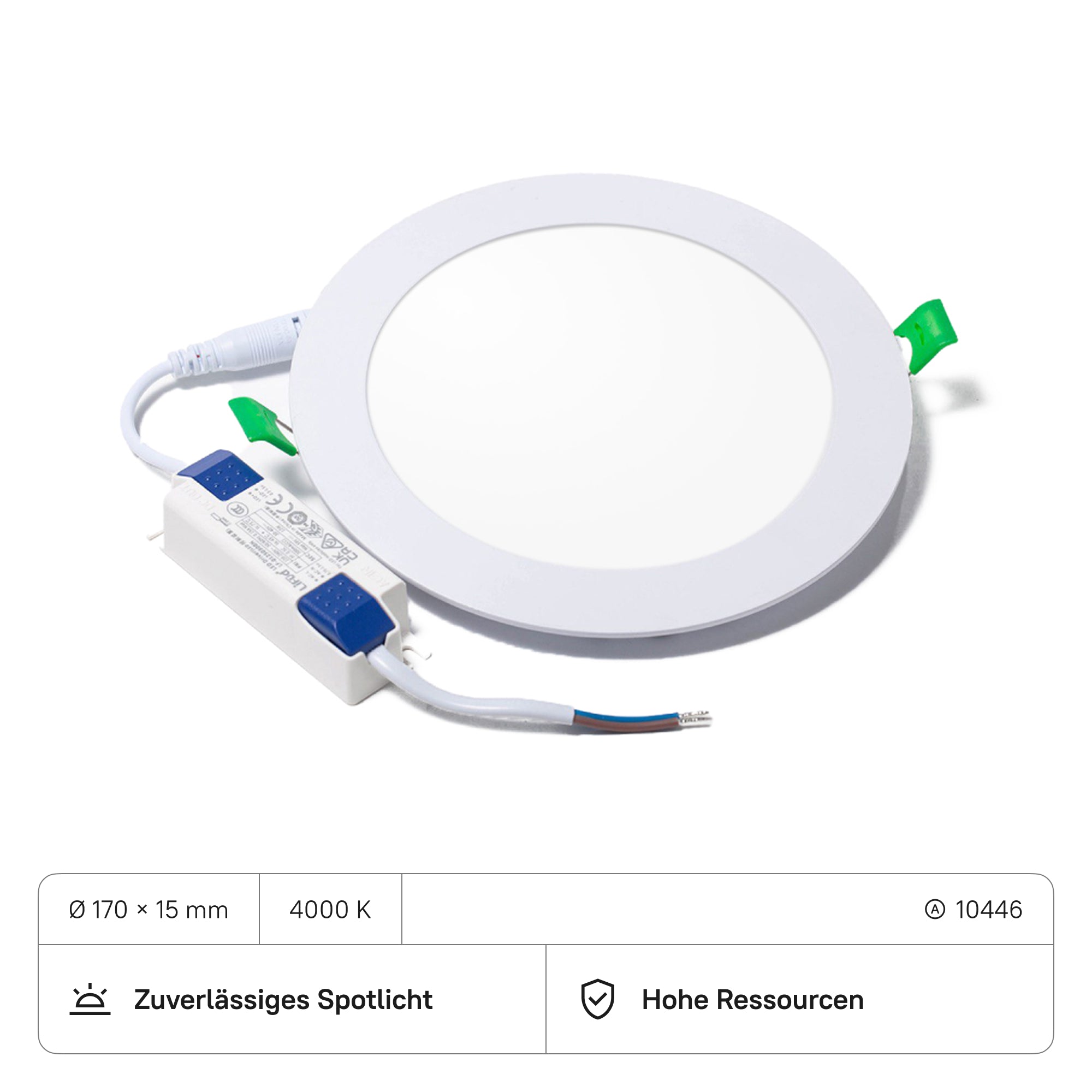 LECOM Einbaustrahler Rund ø170x15 mit Trafo (CRI>80) 12W 960lm (10 Stück)