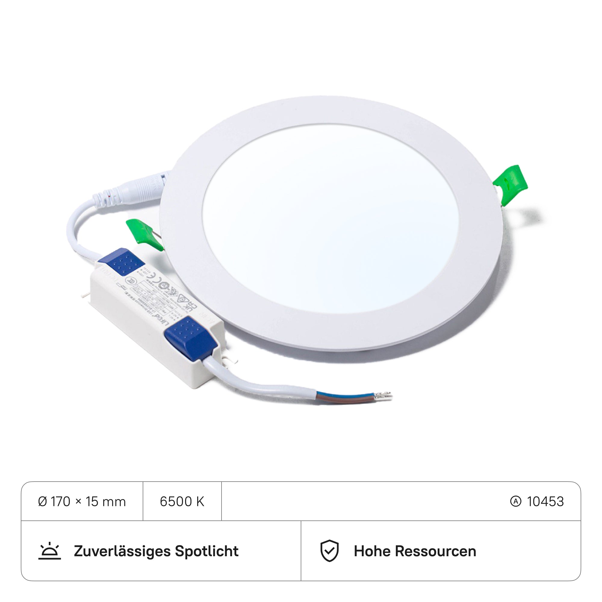 LECOM Einbaustrahler Rund ø170x15 mit Trafo (CRI>80) 12W 960lm (10 Stück)