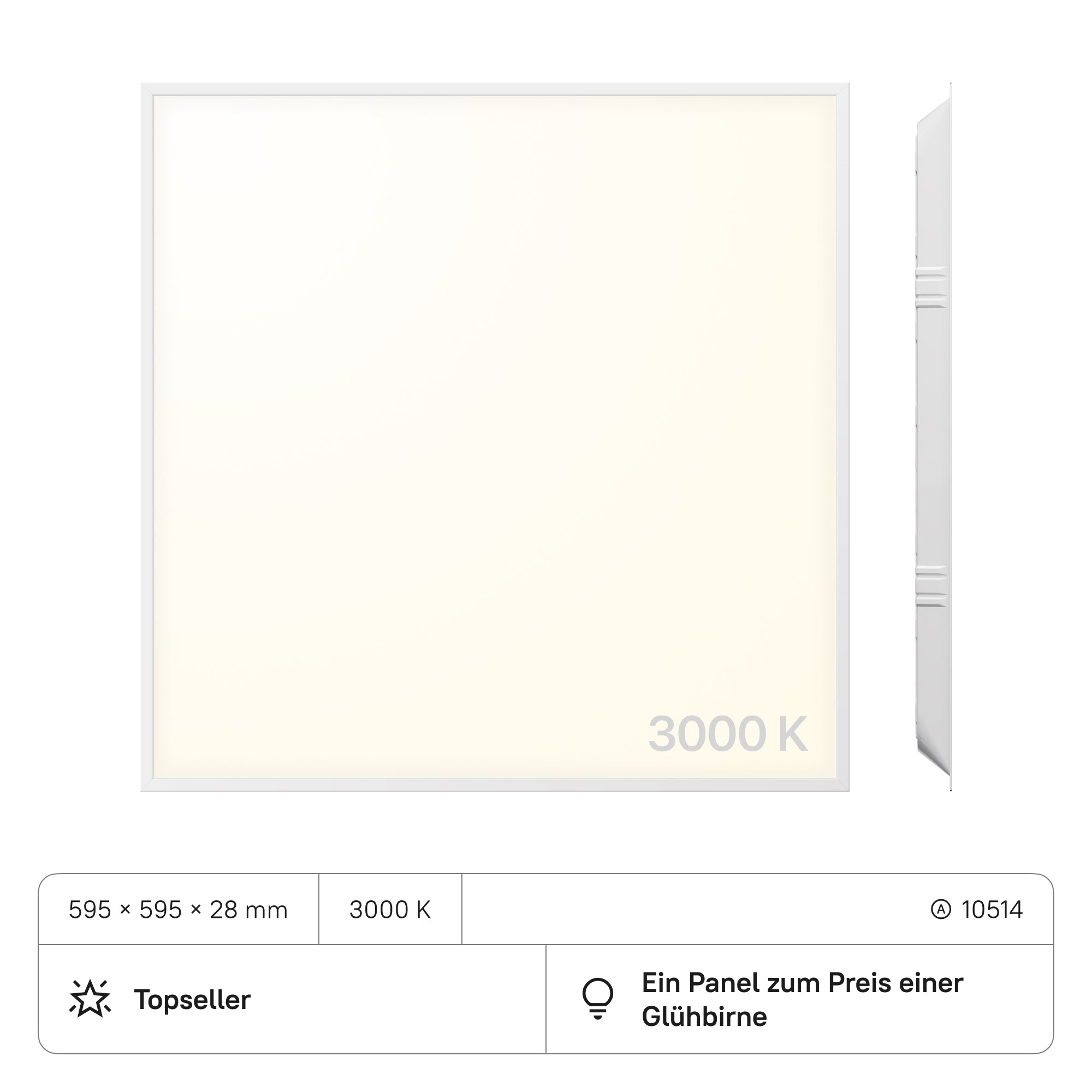 PROSTO LED Panel 595x595x28 (CRI>80) 40W kein Flimmern 4000lm (2 Stück)