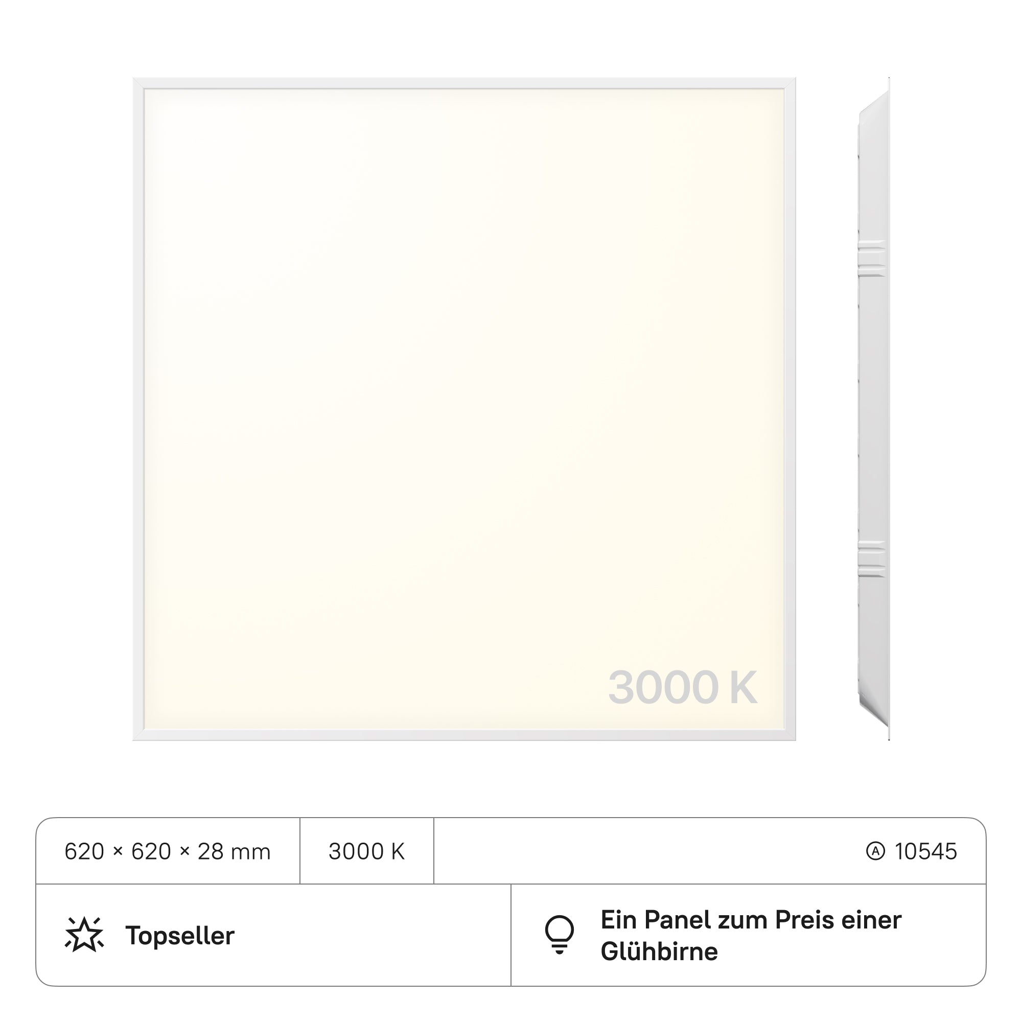 PROSTO LED Panel 620x620x28 (CRI>80) 40W kein Flimmern 4000lm (2 Stück)