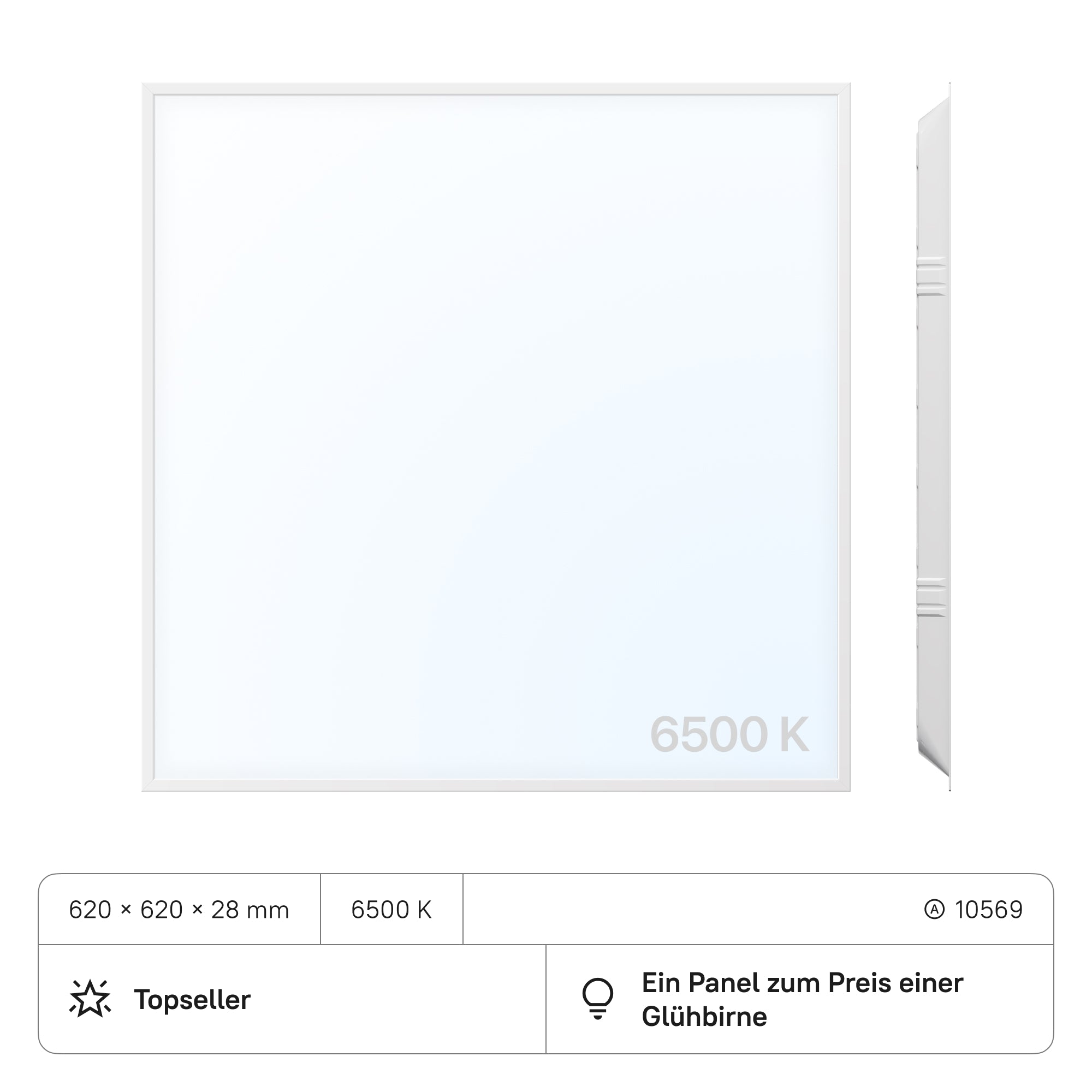 PROSTO LED Panel 620x620x28 (CRI>80) 40W kein Flimmern 4000lm (2 Stück)