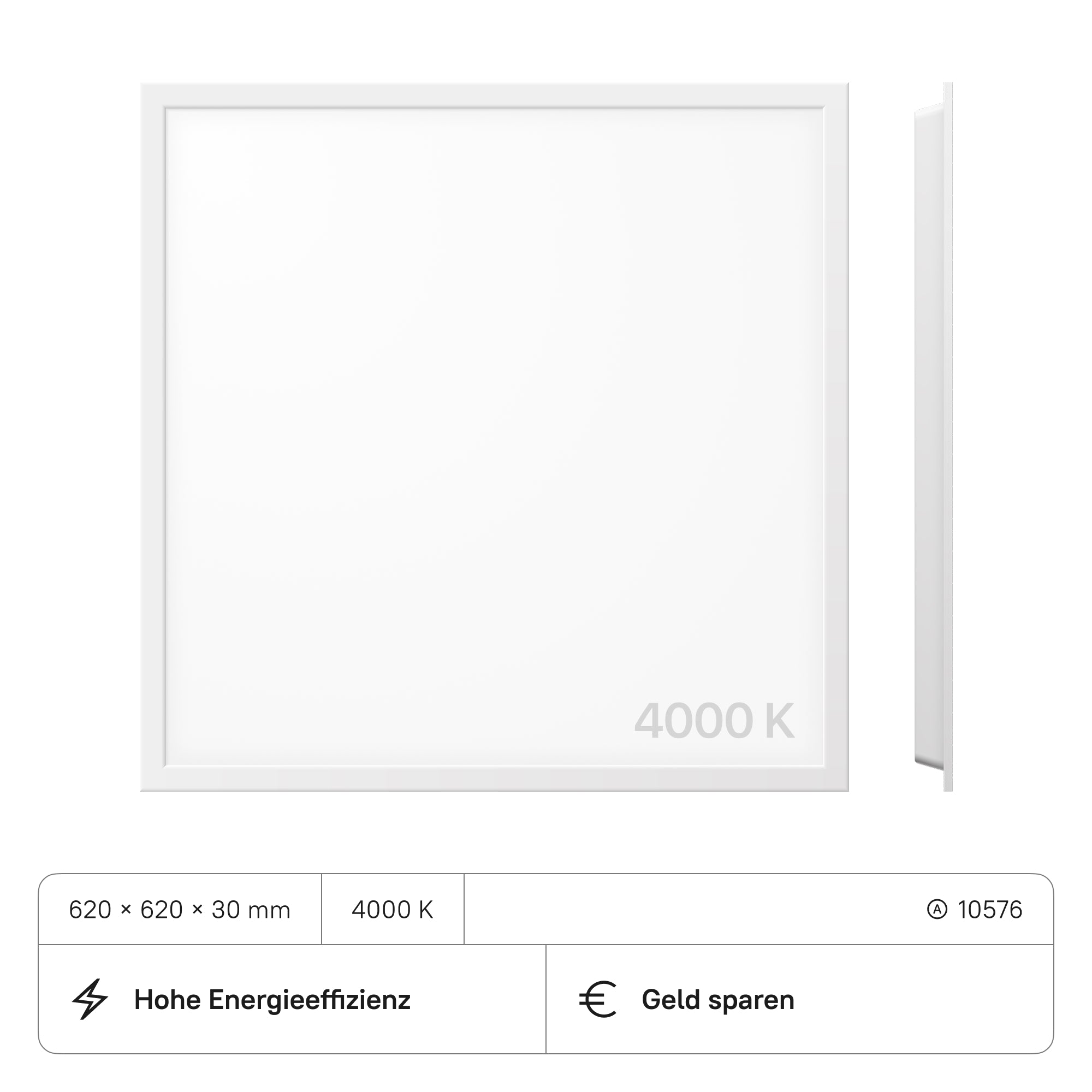 PROSTO LED Panel 620x620x30 (CRI>80) 25W kein Flimmern 4250lm (2 Stück)