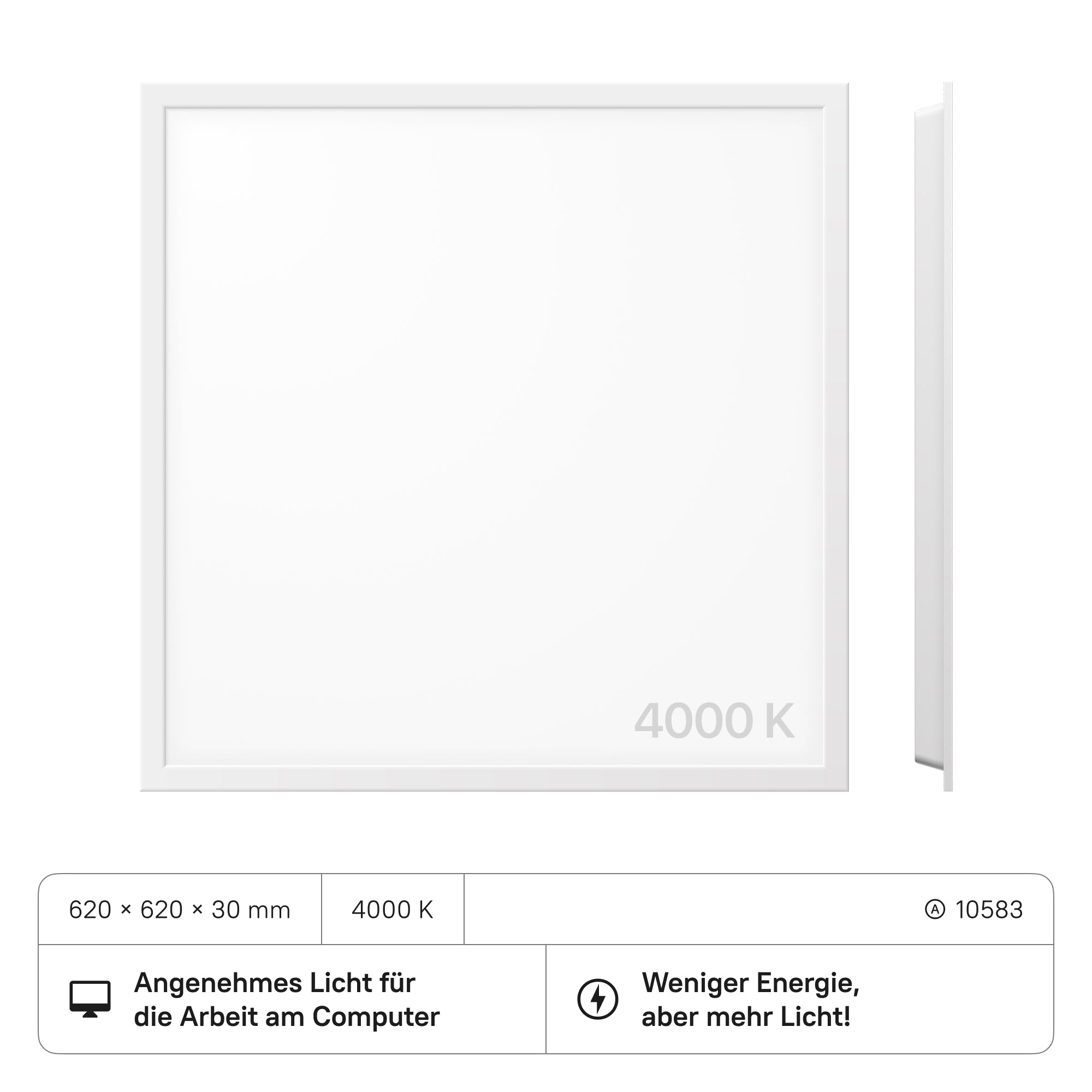 PROSTO LED Panel 620x620x30 (CRI>80) 25W 4000K URG<19 kein Flimmern 4000lm (2 Stück)