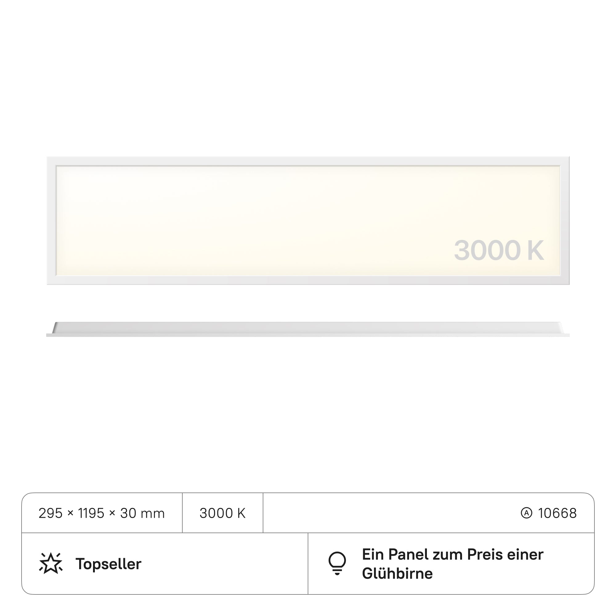 PROSTO LED Panel 1195x295x30 (CRI>80) 40W kein Flimmern 4000lm (2 Stück)