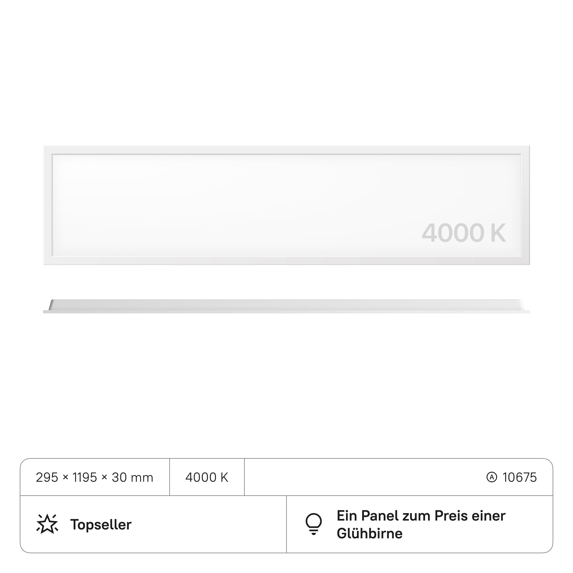 PROSTO LED Panel 1195x295x30 (CRI>80) 40W kein Flimmern 4000lm (2 Stück)