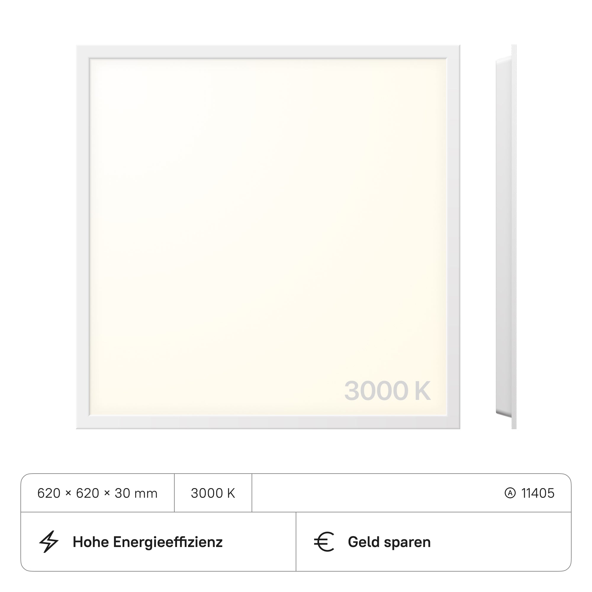 PROSTO LED Panel 620x620x30 (CRI>80) 25W kein Flimmern 4250lm (2 Stück)
