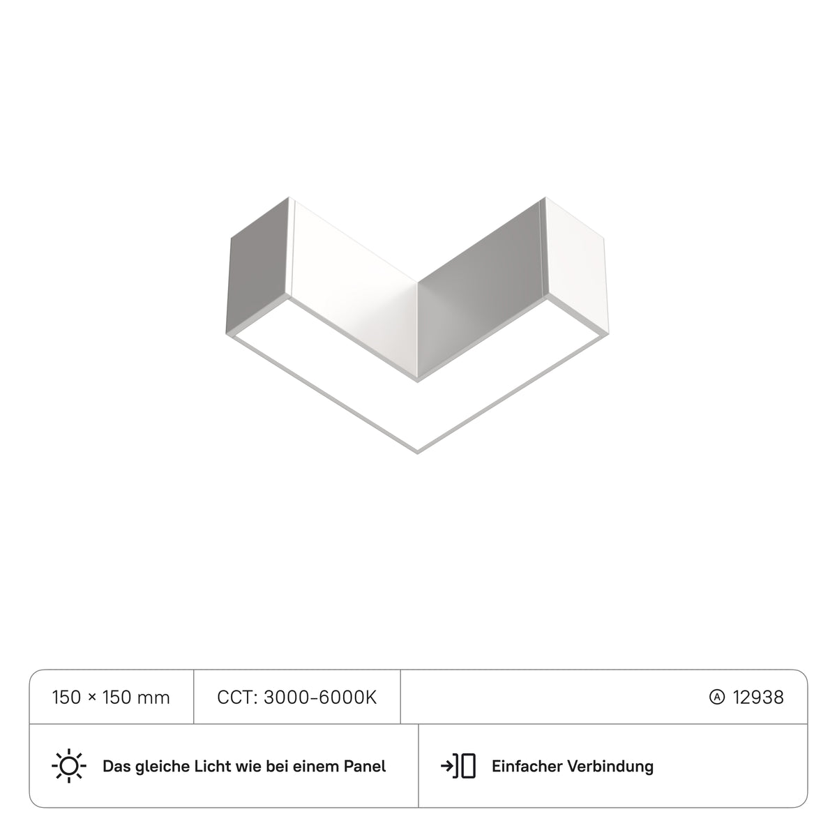 LECOM Eckverbinder 90 Grad (CRI:80) 6W CCT3000-6000K mit DIP-Schalter, weiss