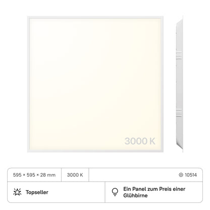 PROSTO LED Panel 595x595x28 (CRI>80) 40W kein Flimmern 4000lm (2 Stück)