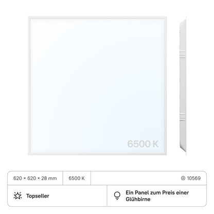 PROSTO LED Panel 620x620x28 (CRI>80) 40W kein Flimmern 4000lm (2 Stück)