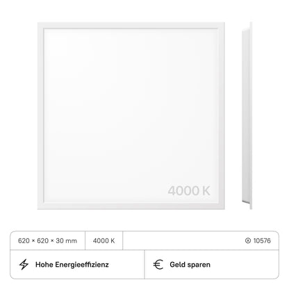 PROSTO LED Panel 620x620x30 (CRI>80) 25W kein Flimmern 4250lm (2 Stück)
