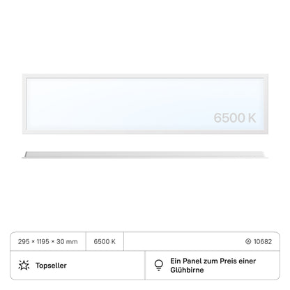 PROSTO LED Panel 1195x295x30 (CRI>80) 40W kein Flimmern 4000lm (2 Stück)