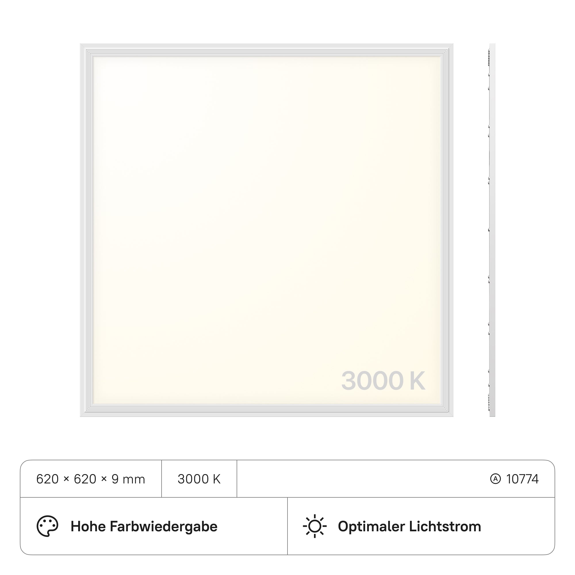 LECOM LED Panel 620x620x9 (CRI>90) 40W kein Flimmern 3600lm