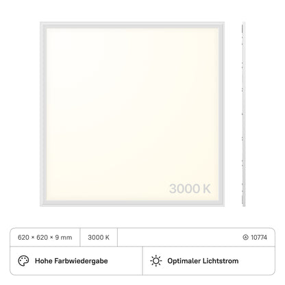 LECOM LED Panel 620x620x9 (CRI>90) 40W kein Flimmern 3600lm