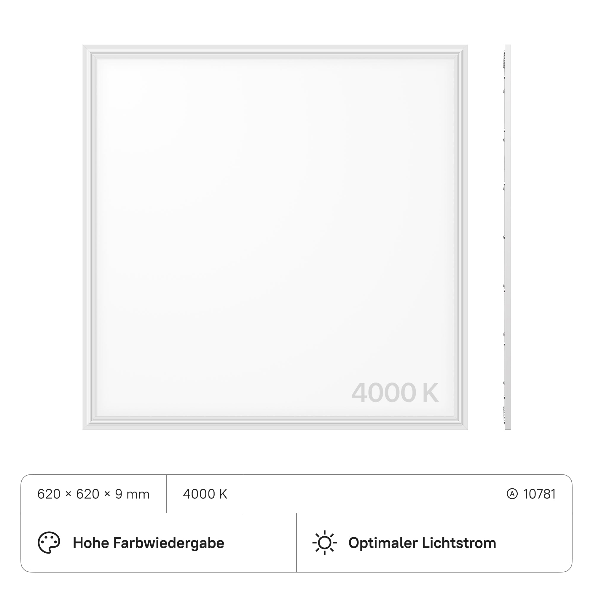 LECOM LED Panel 620x620x9 (CRI>90) 40W kein Flimmern 3600lm
