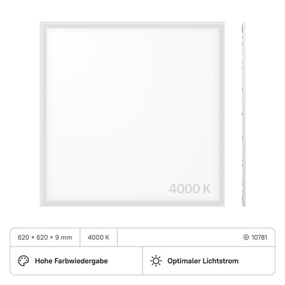 LECOM LED Panel 620x620x9 (CRI>90) 40W kein Flimmern 3600lm