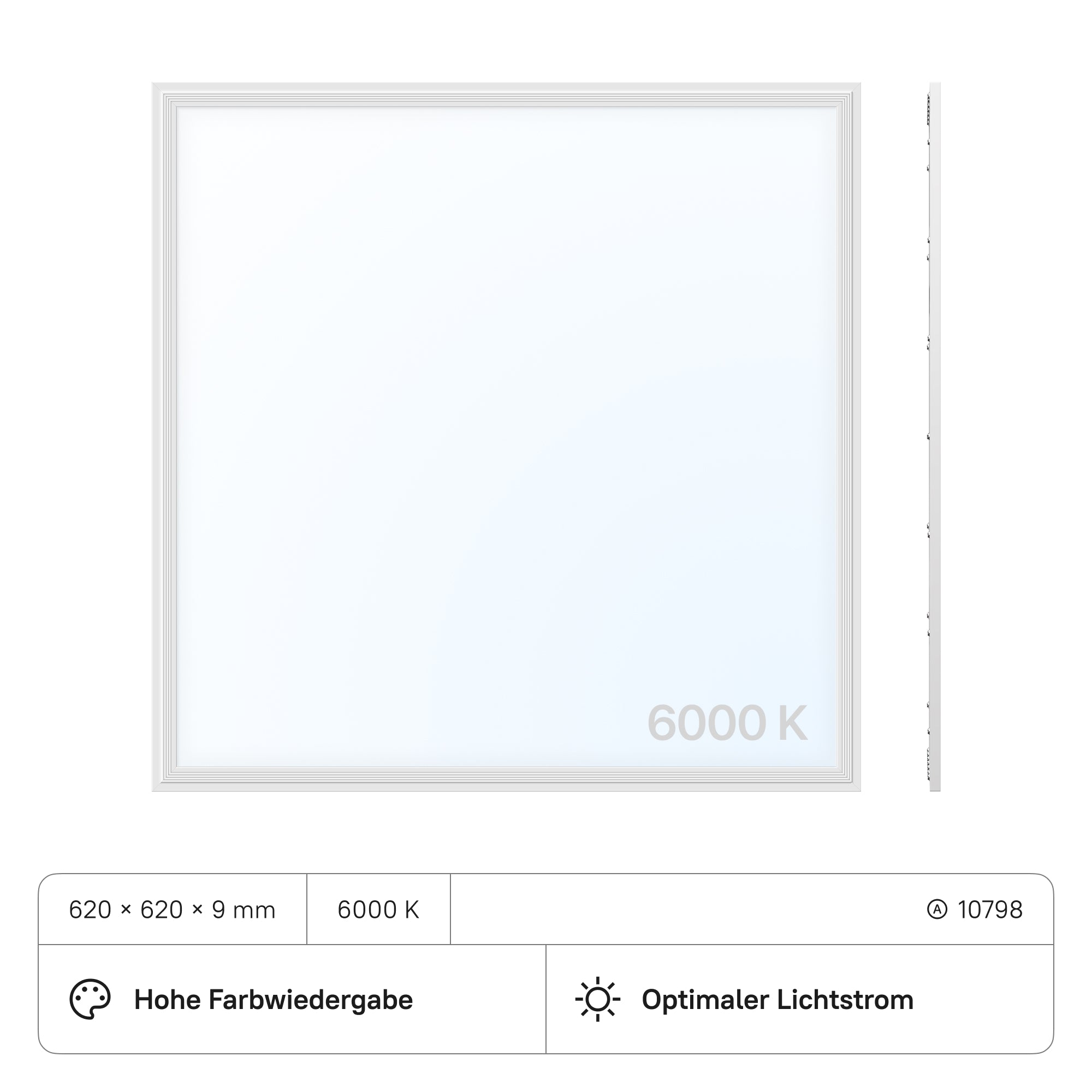 LECOM LED Panel 620x620x9 (CRI>90) 40W kein Flimmern 3600lm