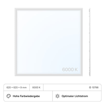 LECOM LED Panel 620x620x9 (CRI>90) 40W kein Flimmern 3600lm