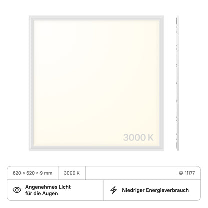 LECOM LED Panel 620x620x9 (CRI>90) 40W UGR<19 PMMA kein Flimmern 3960lm