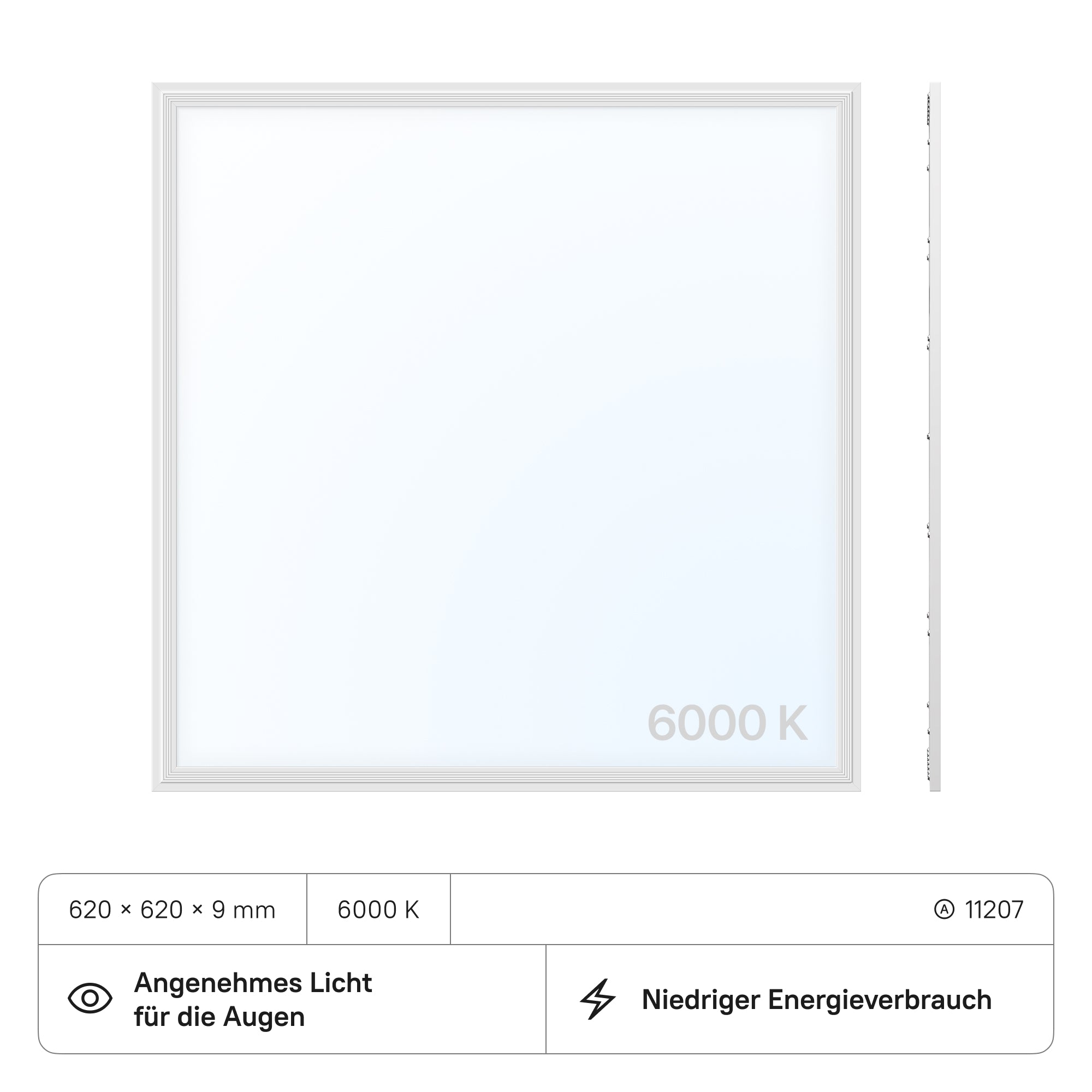 LECOM LED Panel 620x620x9 (CRI>90) 40W UGR<19 PMMA kein Flimmern 3960lm