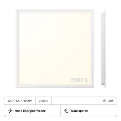 PROSTO LED Panel 620x620x30 (CRI>80) 25W kein Flimmern 4250lm (2 Stück)
