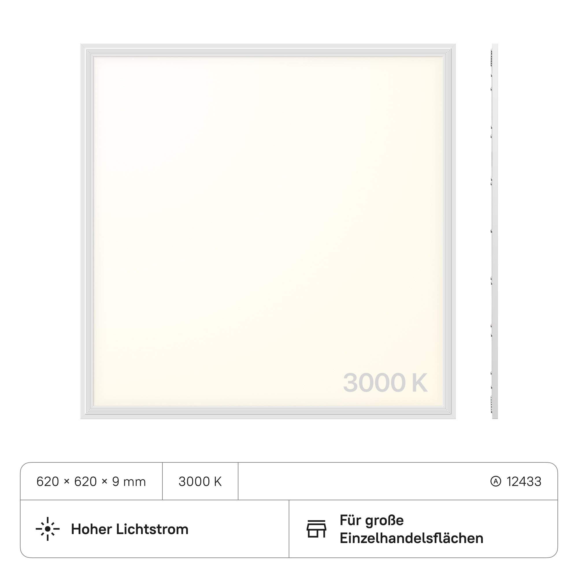LECOM LED Panel 620x620x9 (CRI>80) 40W 4400lm (2 Stück)