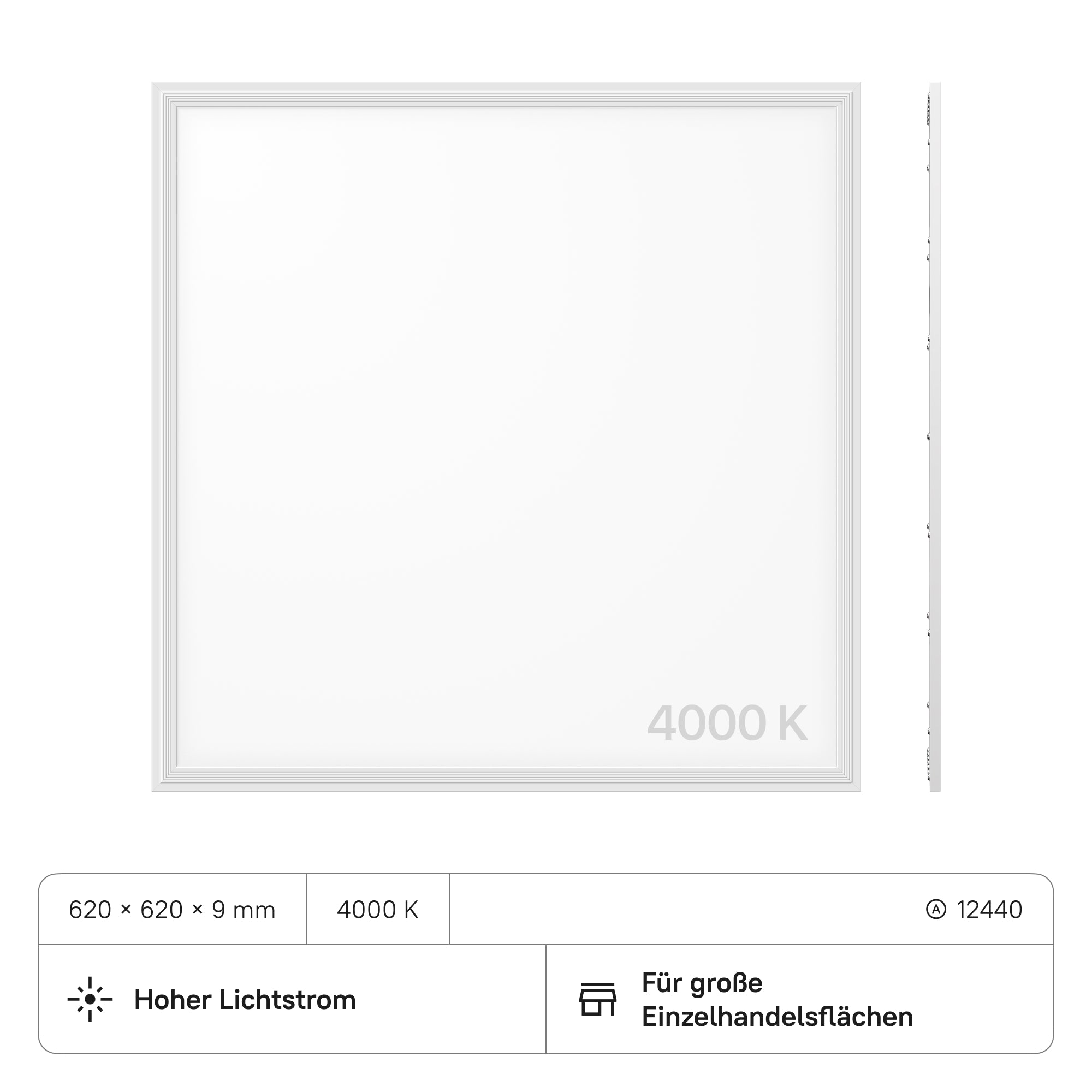 LECOM LED Panel 620x620x9 (CRI>80) 40W 4400lm (2 Stück)