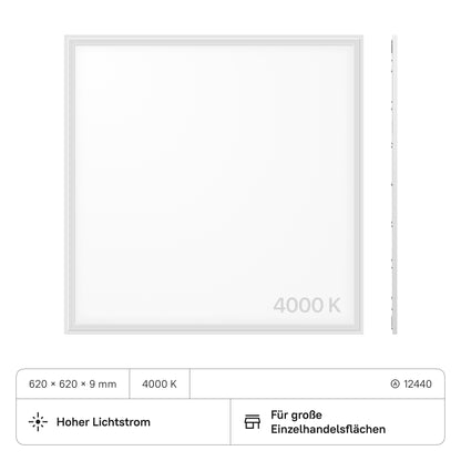 LECOM LED Panel 620x620x9 (CRI>80) 40W 4400lm (2 Stück)