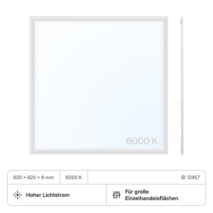 LECOM LED Panel 620x620x9 (CRI>80) 40W 4400lm (2 Stück)