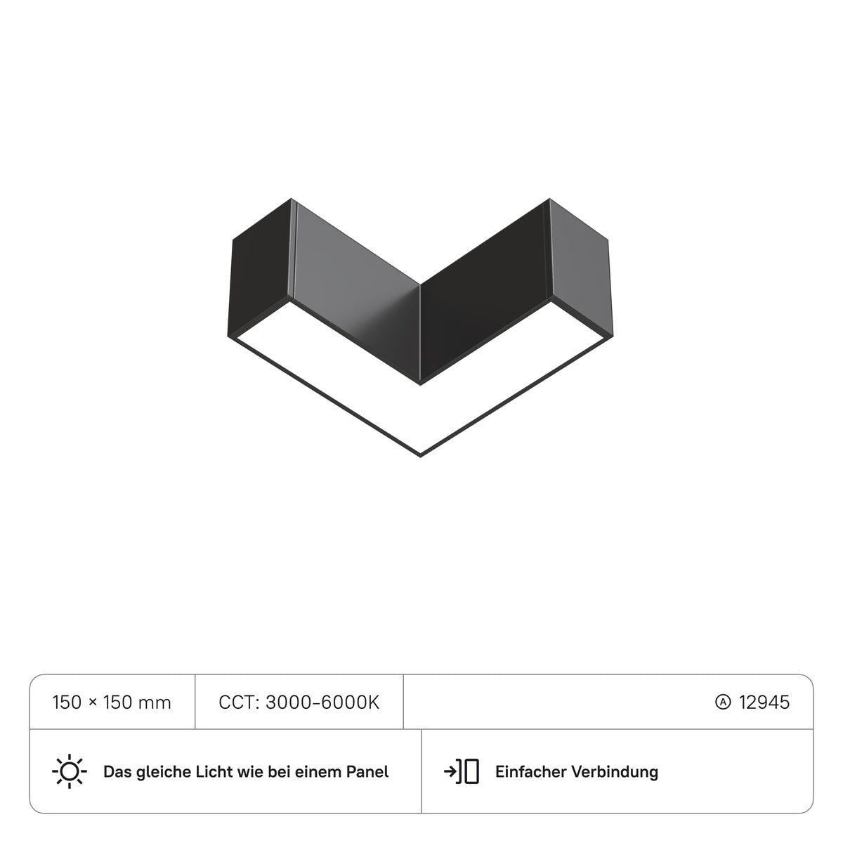 LECOM Eckverbinder 90 Grad (CRI:80) 6W CCT3000-6000K mit DIP-Schalter, schwarz