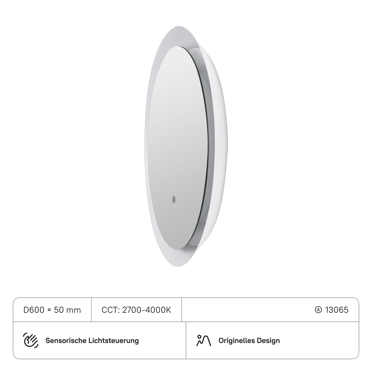 Spiegel D600x50 mm, 20W, CRI:90, CCT2700-4000K mit Sensor, 2000, Sand Mattweiss