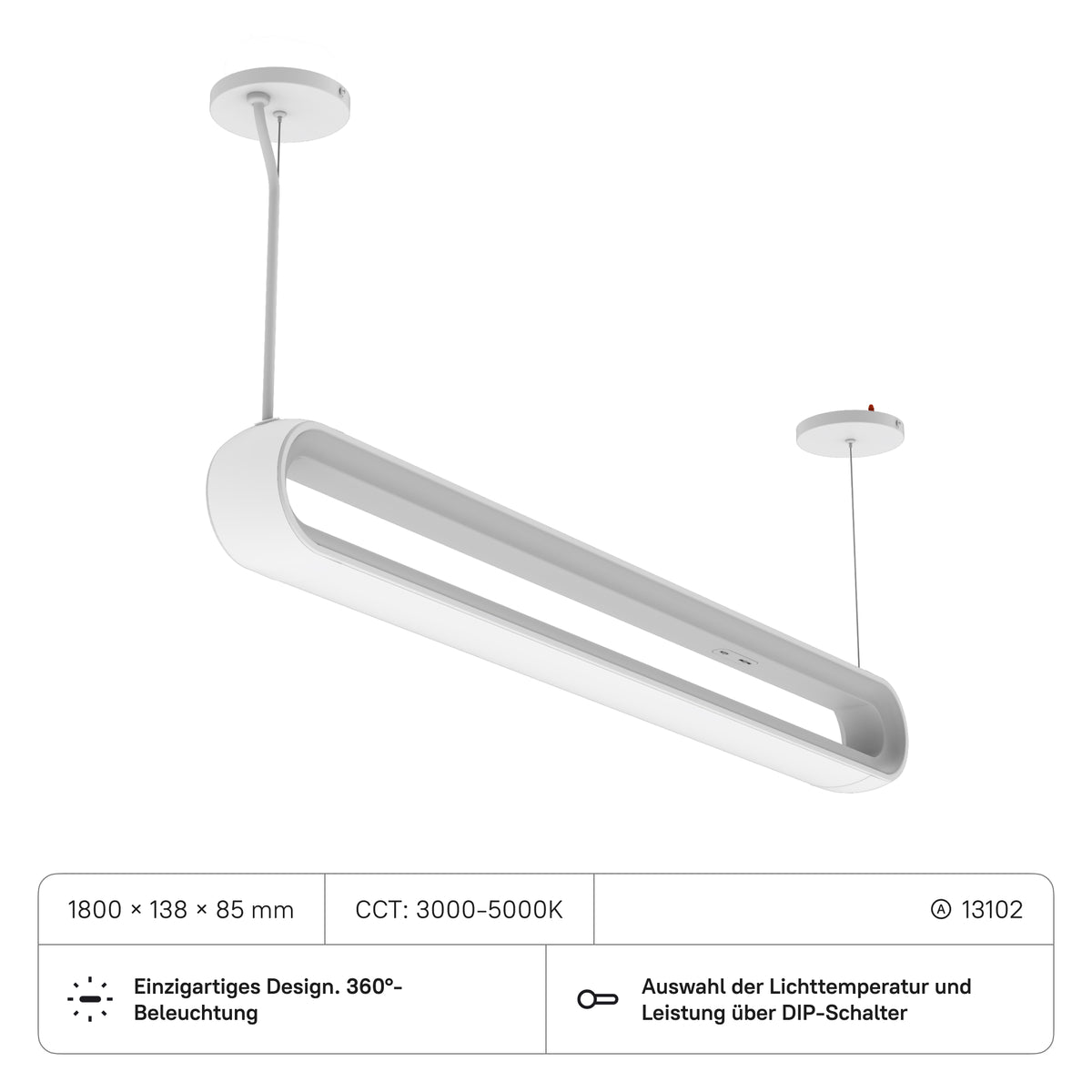 Lineare Licht 1800x138x85 mm, 80/90/100W, CCT3000-5000K, CRI:90, 110