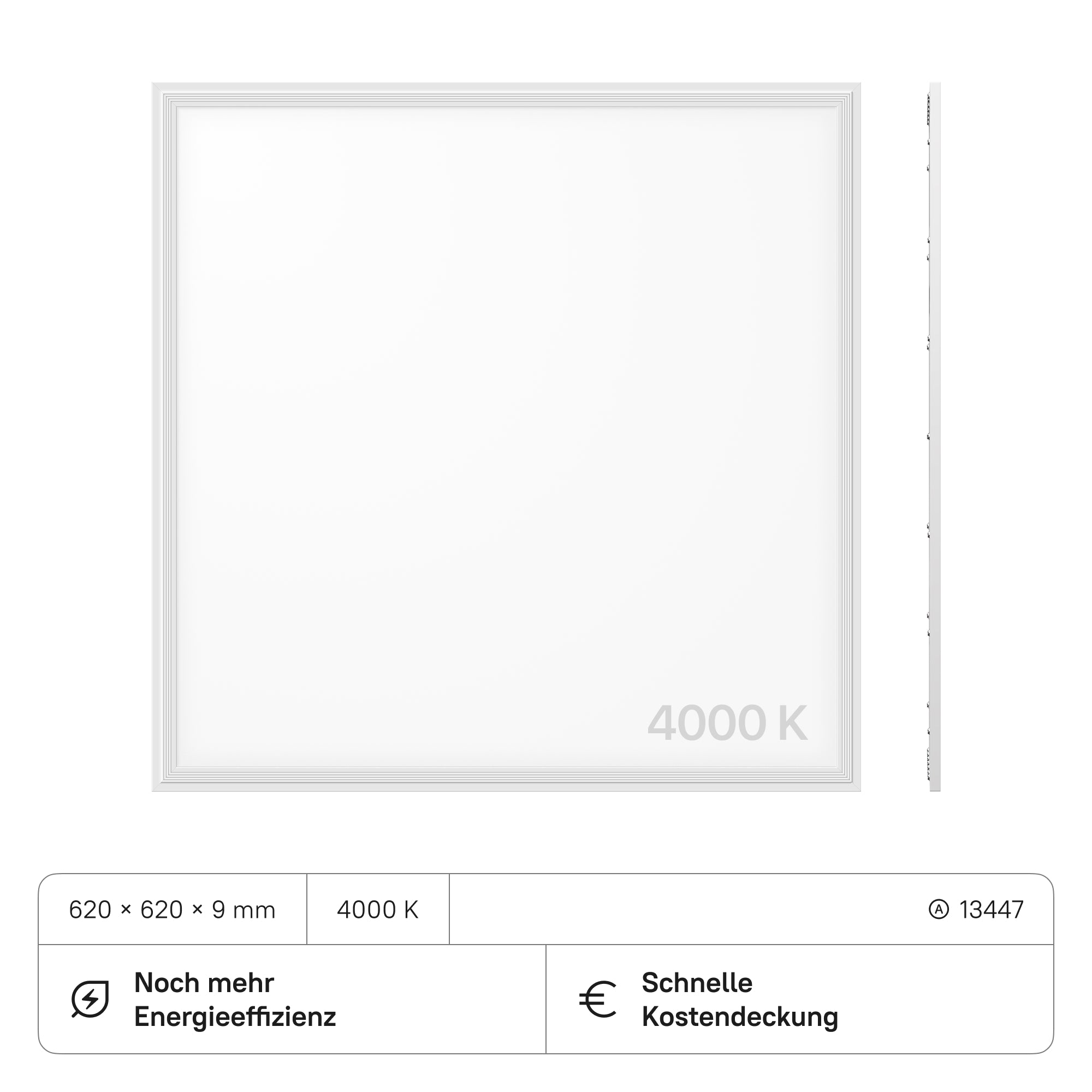 LECOM LED Panel 620x620x9 (CRI>80) 24W 4000K 4500lm