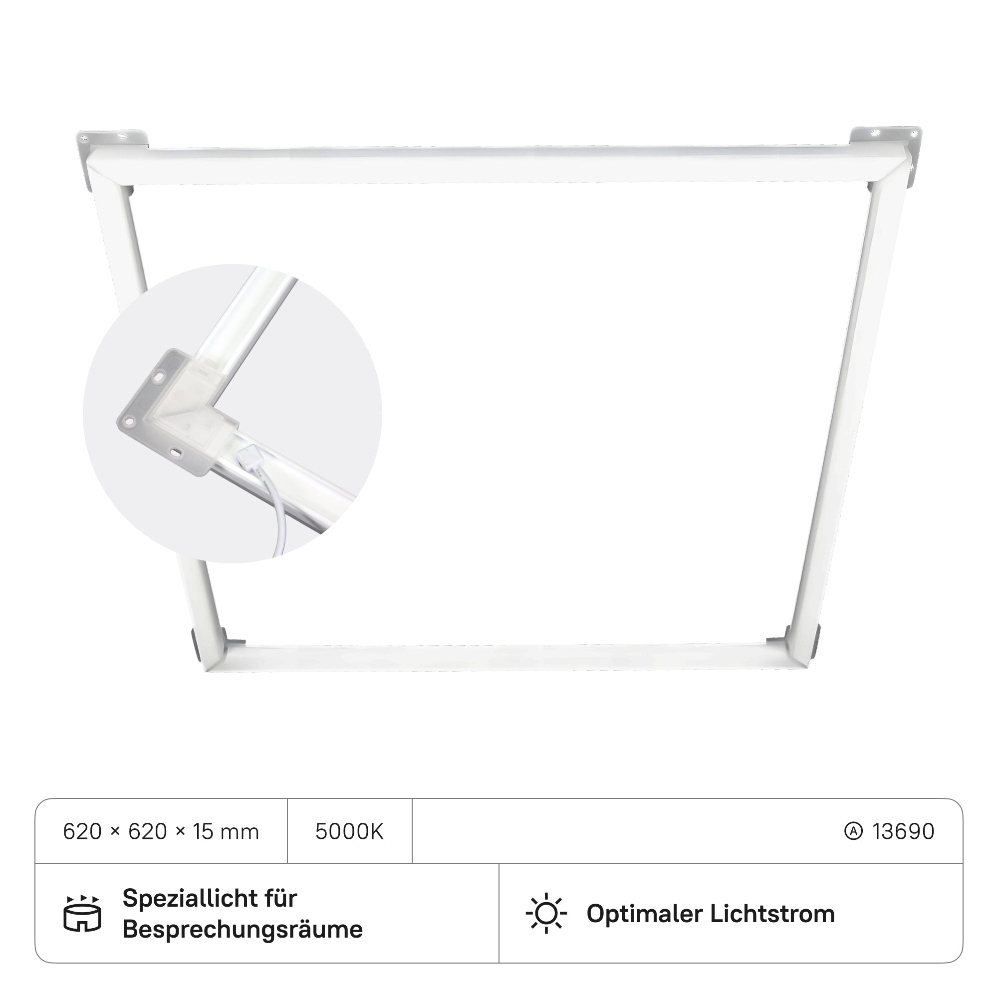 LECOM LED Rahmenpanel 620x620x15 (CRI>80) 40W 5000K kein Flimmern 4000lm